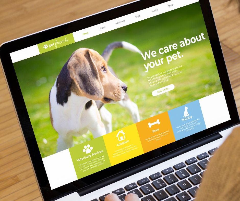 website showing a dog